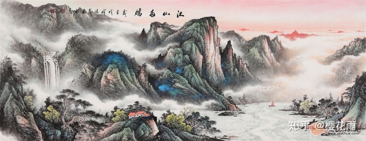 国礼书画艺术家张利写意山水画《春山溪水长》(组图)