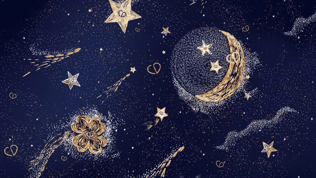 插画家Lydie为Dior圣诞节系列创作的星座图案印花